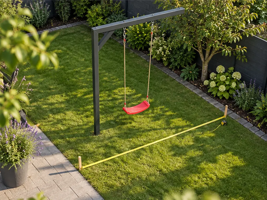 wie viel Platz braucht eine Schaukel: zweite Perspektive auf die Swingly Einarm-Schaukel