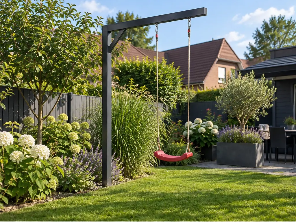 Einarm-Schaukel einbetonieren: Ablauf und Planung – realistische Swingly Einarm-Schaukel im Garten