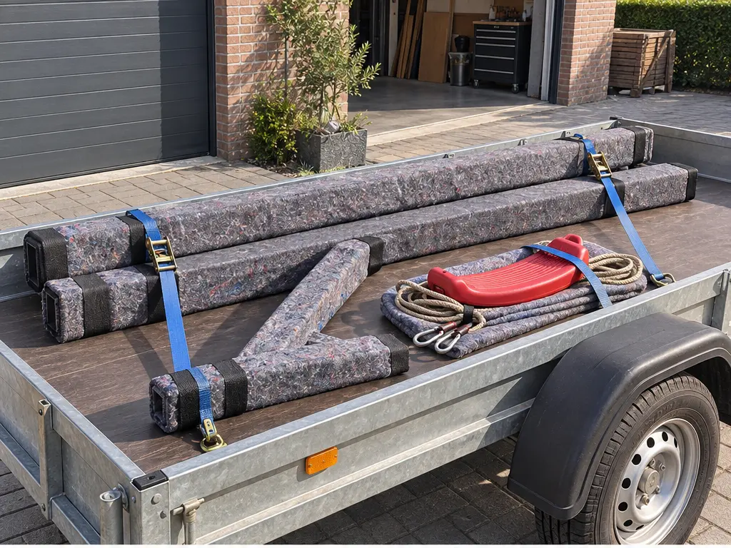 Swingly in Ahaus abholen und sicher transportieren – realistische Swingly Einarm-Schaukel im Garten