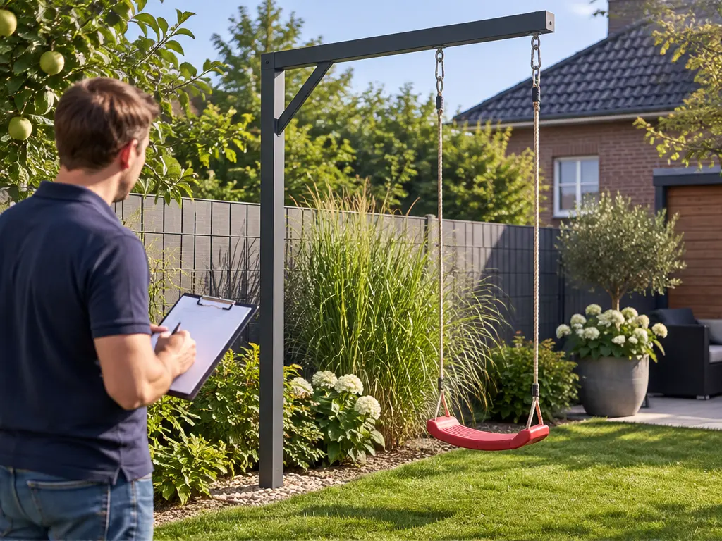Swingly Aufbau-Checkliste: Von der Planung bis zur Nutzung – realistische Swingly Einarm-Schaukel im Garten