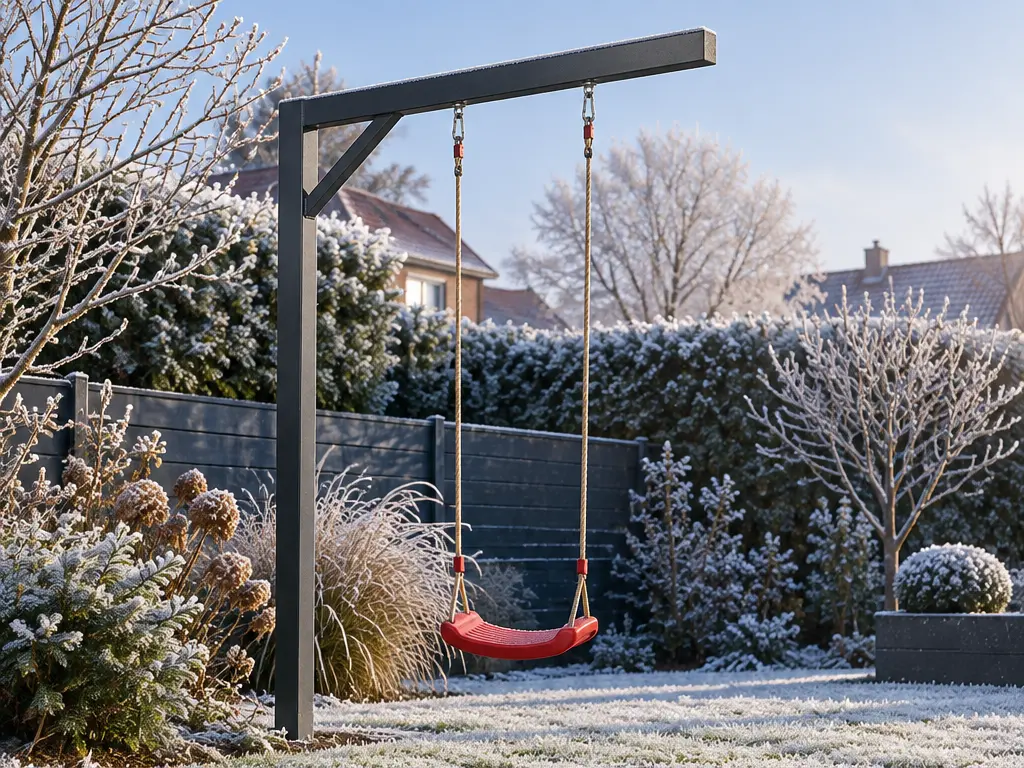 Schaukel im Winter: Pflege und Nutzungspause planen – realistische Swingly Einarm-Schaukel im Garten