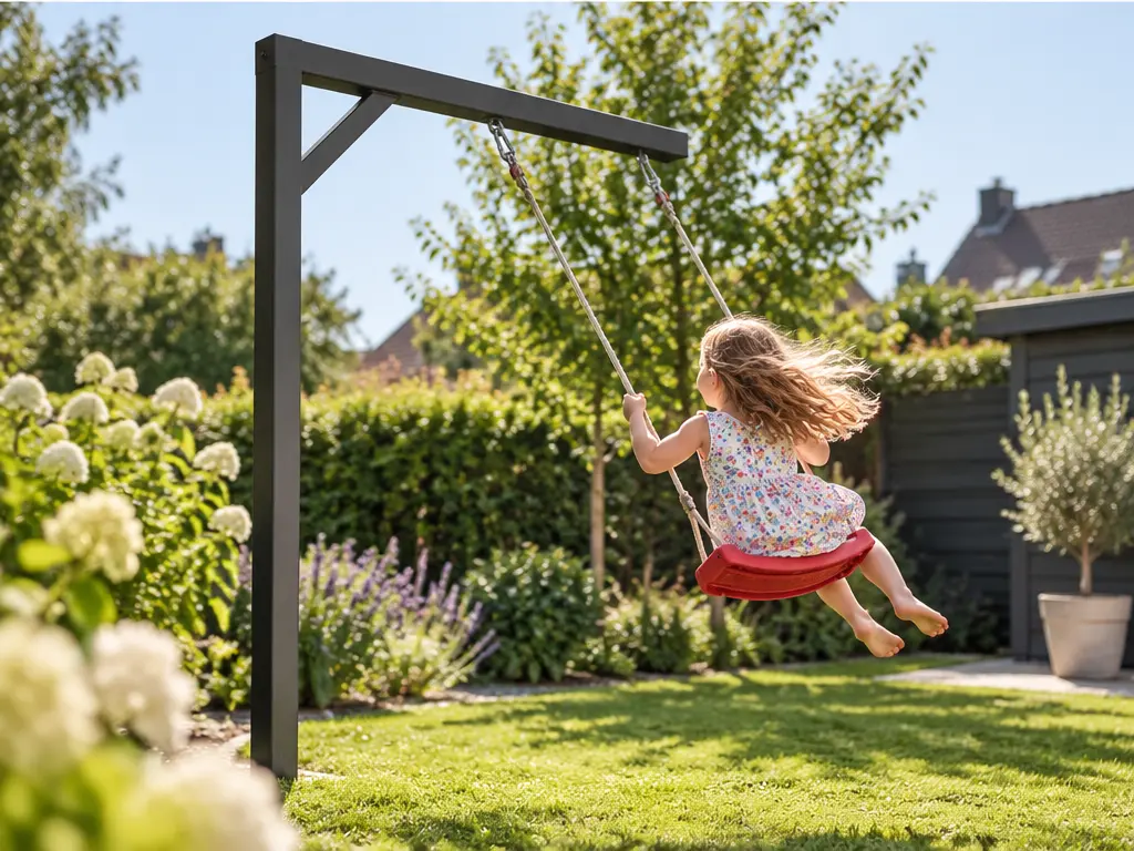 mehr Bewegung draußen Kinder: zweite Perspektive auf die Swingly Einarm-Schaukel